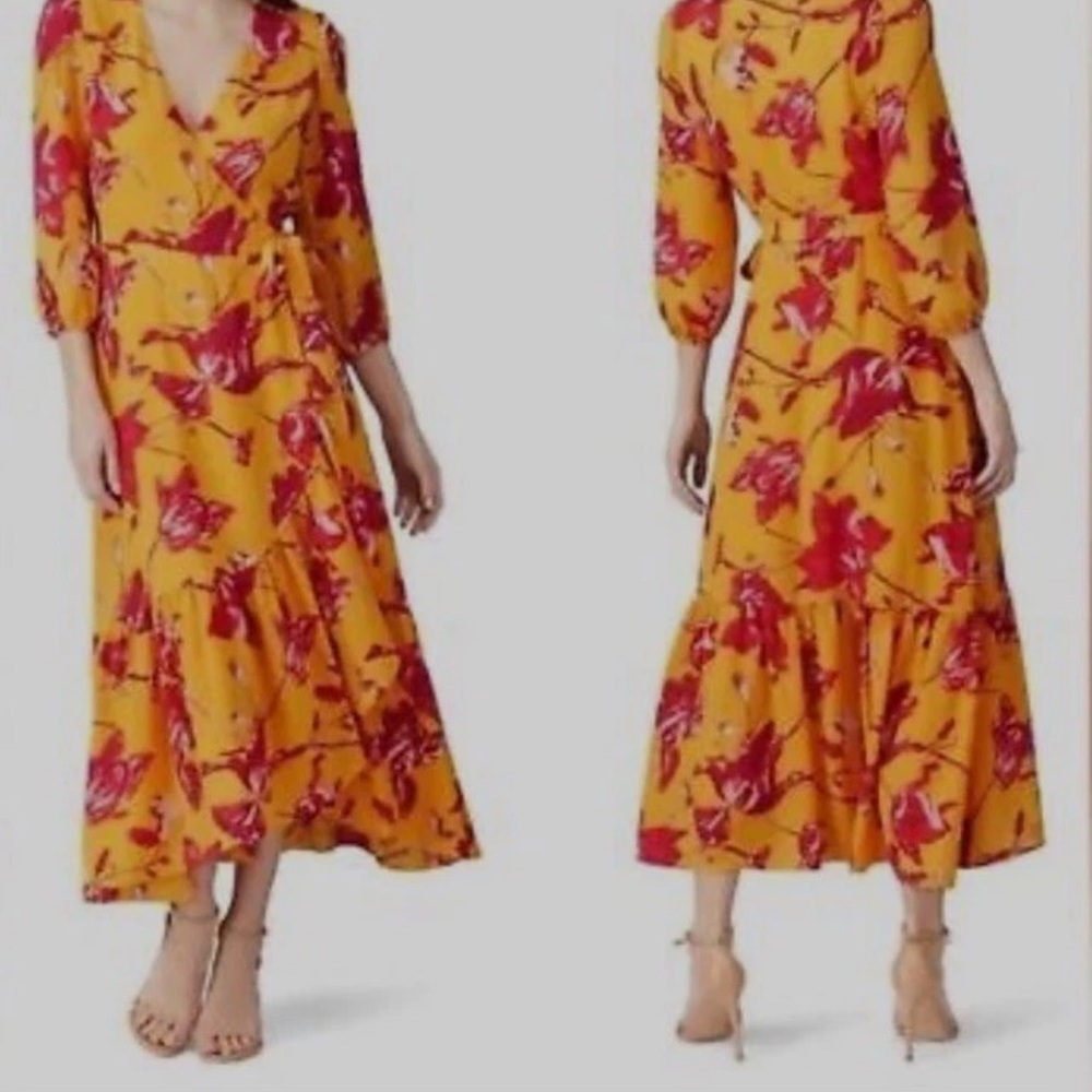 Color me Courtney Eleanor Floral wrapYellow and Pink Maxi Dress